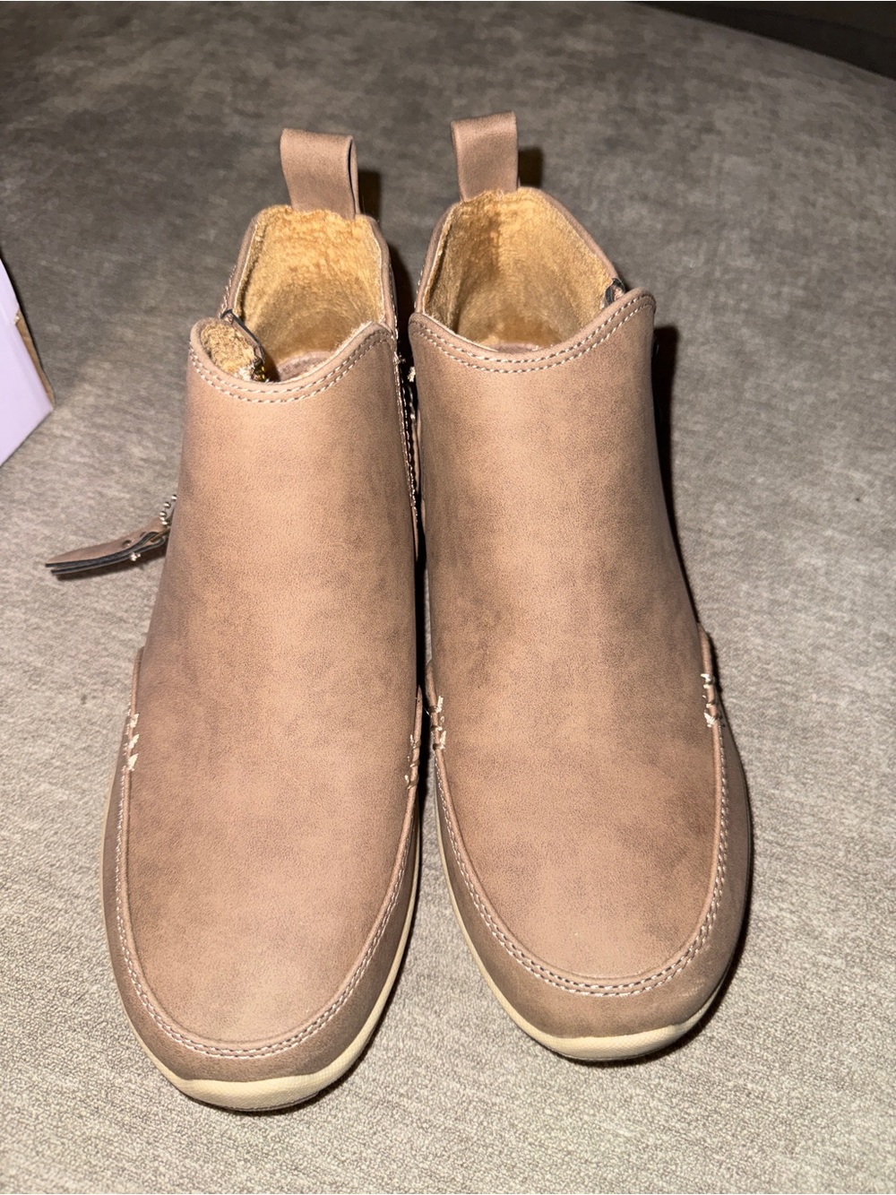 Women's Tan Slip-On Ankle Boots
